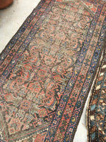 3'1 x 8'5 love worn antique Kurdish Rug - Blue Parakeet Rugs