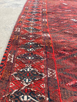 7' x 10'10 Antique flat weave Kilim #2132 / 7x11 Vintage Rug - Blue Parakeet Rugs