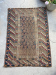 3'4 x 4'7 Antique Caucasian Rug #2576 / 3x5 Vintage Rug - Blue Parakeet Rugs