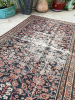 4' x 6'5 Antique worn Persian rug #2283 at Anthropologie / 4x7 Vintage Rug - Blue Parakeet Rugs