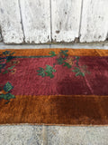 2' x 3'9 antique Chinese Art Deco Rug (#776) - Blue Parakeet Rugs