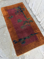 2' x 3'9 antique Chinese Art Deco Rug (#776) - Blue Parakeet Rugs