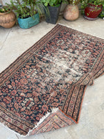 4' x 6'5 Antique worn Persian rug #2283 at Anthropologie / 4x7 Vintage Rug - Blue Parakeet Rugs