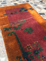 2' x 3'9 antique Chinese Art Deco Rug (#776) - Blue Parakeet Rugs