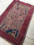 3'3'2 x 4'11 Chinese Art Deco Rug (#1118) / 3x5 vintage rug - Blue Parakeet Rugs