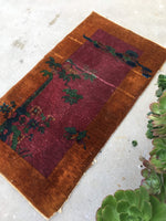 2' x 3'9 antique Chinese Art Deco Rug (#776) - Blue Parakeet Rugs