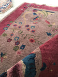 3'3'2 x 4'11 Chinese Art Deco Rug (#1118) / 3x5 vintage rug - Blue Parakeet Rugs