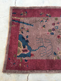 3'3'2 x 4'11 Chinese Art Deco Rug (#1118) / 3x5 vintage rug - Blue Parakeet Rugs
