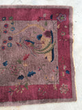 3'3'2 x 4'11 Chinese Art Deco Rug (#1118) / 3x5 vintage rug - Blue Parakeet Rugs