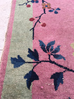 2' x 3'10 antique Chinese Art Deco Rug (#1119) - Blue Parakeet Rugs