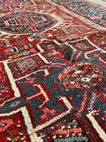 4’8 x 6’3 Antique tribal wool Heriz rug #1972ML / 5x6 Vintage rug - Blue Parakeet Rugs