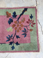2' x 3'10 antique Chinese Art Deco Rug (#1119) - Blue Parakeet Rugs