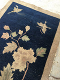 2'7 x 4'10 antique Chinese Art Deco Rug (#1120) - Blue Parakeet Rugs
