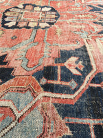 11'4 x 14 Antique rust Serapi Heriz rug - Blue Parakeet Rugs