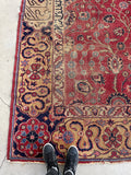 8'10 x 12'1 Antique Turkish rug #2285ML / 9x12 Mihrab design rug - Blue Parakeet Rugs