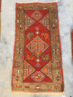 1'8 x 3'2 Antique Anatolian Turkish scatter rug (#942ML) - Blue Parakeet Rugs