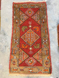 1'8 x 3'2 Antique Anatolian Turkish scatter rug (#942ML) - Blue Parakeet Rugs