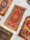 1'8 x 3'2 Antique Anatolian Turkish scatter rug (#942ML) - Blue Parakeet Rugs