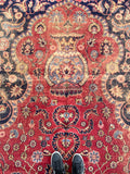 8'10 x 12'1 Antique Turkish rug #2285ML / 9x12 Mihrab design rug - Blue Parakeet Rugs