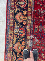 9' x 11'7 Antique Persian Sarouk rug #2287ML / 9x12 antique rug - Blue Parakeet Rugs