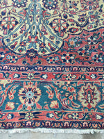 10'2 x 14'6 antique Persian Tabriz Rug / Large Vintage Rug - Blue Parakeet Rugs
