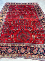 9' x 11'7 Antique Persian Sarouk rug #2287ML / 9x12 antique rug - Blue Parakeet Rugs