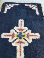 1'1 x 2'3 Antique 1920s Chinese scatter rug (#944ML) - Blue Parakeet Rugs