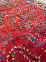 9' x 11'7 Antique Persian Sarouk rug #2287ML / 9x12 antique rug - Blue Parakeet Rugs