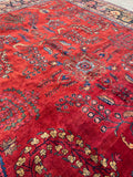 9' x 11'7 Antique Persian Sarouk rug #2287ML / 9x12 antique rug - Blue Parakeet Rugs