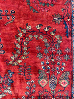 9' x 11'7 Antique Persian Sarouk rug #2287ML / 9x12 antique rug - Blue Parakeet Rugs