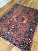 4'8 x 6'1 Antique Persian Heriz / Small Vintage Rug / 5x6 vintage rug (#1127) - Blue Parakeet Rugs