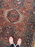 4'8 x 6'1 Antique Persian Heriz / Small Vintage Rug / 5x6 vintage rug (#1127) - Blue Parakeet Rugs