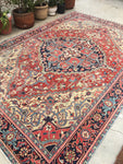 7'6 x 11' Worn to Perfection Persian Heriz Rug #561 - Blue Parakeet Rugs