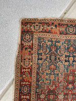 4'5 x 6'6 Antique Senneh rug #741-A / 5x7 Vintage Rug - Blue Parakeet Rugs