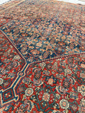 4'5 x 6'6 Antique Senneh rug #741-A / 5x7 Vintage Rug - Blue Parakeet Rugs