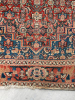 4'5 x 6'6 Antique Senneh rug #741-A / 5x7 Vintage Rug - Blue Parakeet Rugs