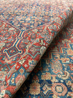 4'5 x 6'6 Antique Senneh rug #741-A / 5x7 Vintage Rug - Blue Parakeet Rugs