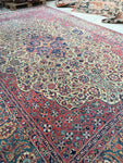10'2 x 14'6 antique Persian Tabriz Rug / Large Vintage Rug - Blue Parakeet Rugs