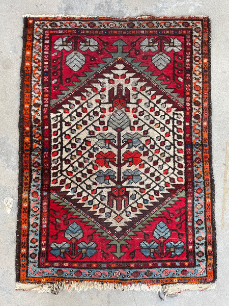 2'3 x 3'1 Antique Persian Scatter rug #2491 - Blue Parakeet Rugs