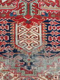 12' x 15'4 Battered 'N' Bruised Antique Heriz rug #2288 / 12x15 Vintage Rug - Blue Parakeet Rugs