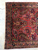 3'4 x 4'9 Antique floral wool rug (#953ML) - Blue Parakeet Rugs