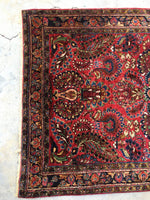 3'4 x 4'9 Antique floral wool rug (#953ML) - Blue Parakeet Rugs