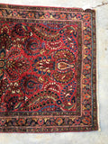 3'4 x 4'9 Antique floral wool rug (#953ML) - Blue Parakeet Rugs