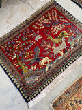 2'4 x 3' Pictorial Persian Kashan mat #2291 - Blue Parakeet Rugs