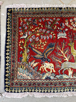2'5 x 3'3 Pictorial Persian Kashan mat #2292 - Blue Parakeet Rugs