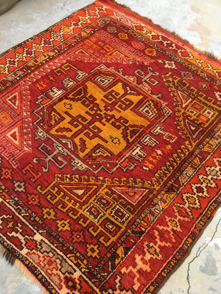 5 x 5'2 Antique Turkish Anatolian Rug (#955ML) - Blue Parakeet Rugs