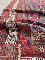 3'10 x 11'8 Late 19th Century Kurdish Runner #2294 - Blue Parakeet Rugs