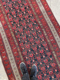 3'10 x 11'8 Late 19th Century Kurdish Runner #2294 - Blue Parakeet Rugs
