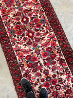 2'10 x 13'9 Floral Vintage Runner #2295 / skinny vintage runner - Blue Parakeet Rugs