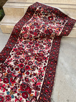2'10 x 13'9 Floral Vintage Runner #2295 / skinny vintage runner - Blue Parakeet Rugs